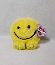 Vintage Puffkins Happy Stuffed Yellow Plush Toy Smile Face