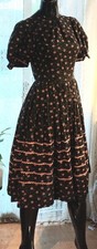 Vtg. Square Dancing Dress Full Skirt Prairie Rockabilly Americana Pink N Black S
