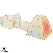 Bright Orange Kids Play Tent with Tunnel  Dart Game - Ideal Gift for Toddlers