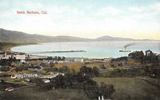 Postcard CA Santa Barbara And Waterfront Bird's-eye View California c1907