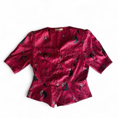 Vintage Pierre Balmain Pink Button Down Blouse Women s Excellent Condition