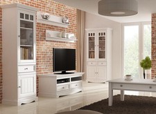 Wohnzimmer Set Wandregal Kommode Sideboard Wohnwände Vitrine Landhaus 4tlg. Neu