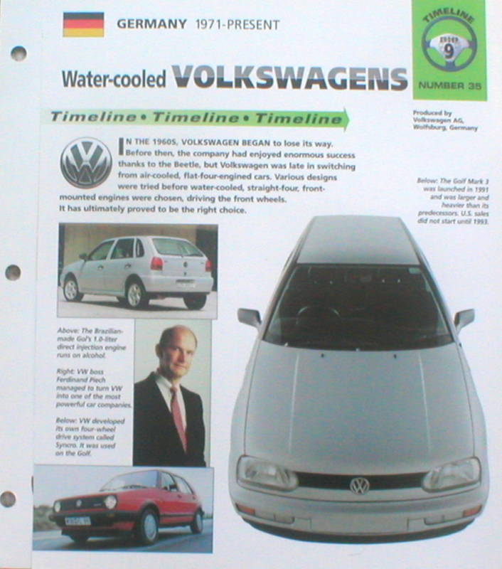 VOLKSWAGEN VW History Brochure : Scirocco,Golf GTI,POLO,FOX,PASSAT