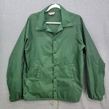 Vintage Hartwell sport jacket adult medium USA made button front nylon GREEN