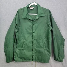 Vintage Hartwell sport jacket adult medium USA made button front nylon GREEN