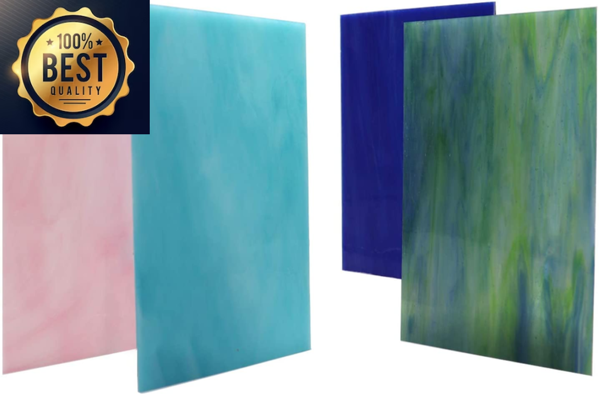 12 Sheets Variety Stained Glass Sheets Pack, 4 x 6 inch Mosaic Glass