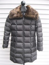 Perfect~nautica Black Puffer Down Coat W/detachable Brown Faux Fur Collar M