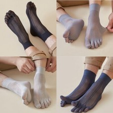 5 Pairs Mens Crew Ankle Athletic Socks Hollow Mesh Five Finger Toe Sport Socks  