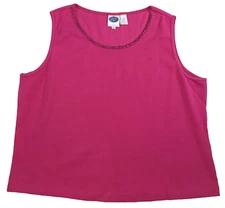 DG2 by Diane Gilman Womens Sleeveless Top Sz 1X Beaded Scoop Neck Stretch NWOT