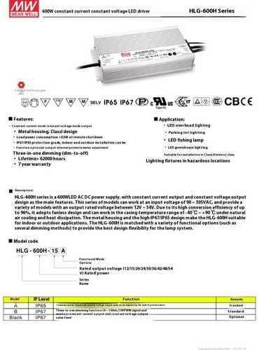 LED Switching Power Supply HLG-600H-12A/12B/24A/24B/36A/36B/48A/48B/54A - Picture 8 of 33