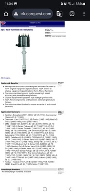 Distributor CARQUEST T1830 GM V8 5.7. 5.0 6.0