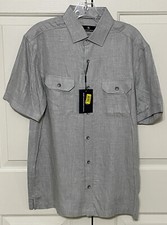 NWT Hart Schaffner Marx size M grey short sleeve button up shirt mens
