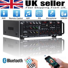 2000W Digital Bluetooth Stereo Amplifier Amp HIFI 2CH Tuner USB SD 4Mic Inpurt