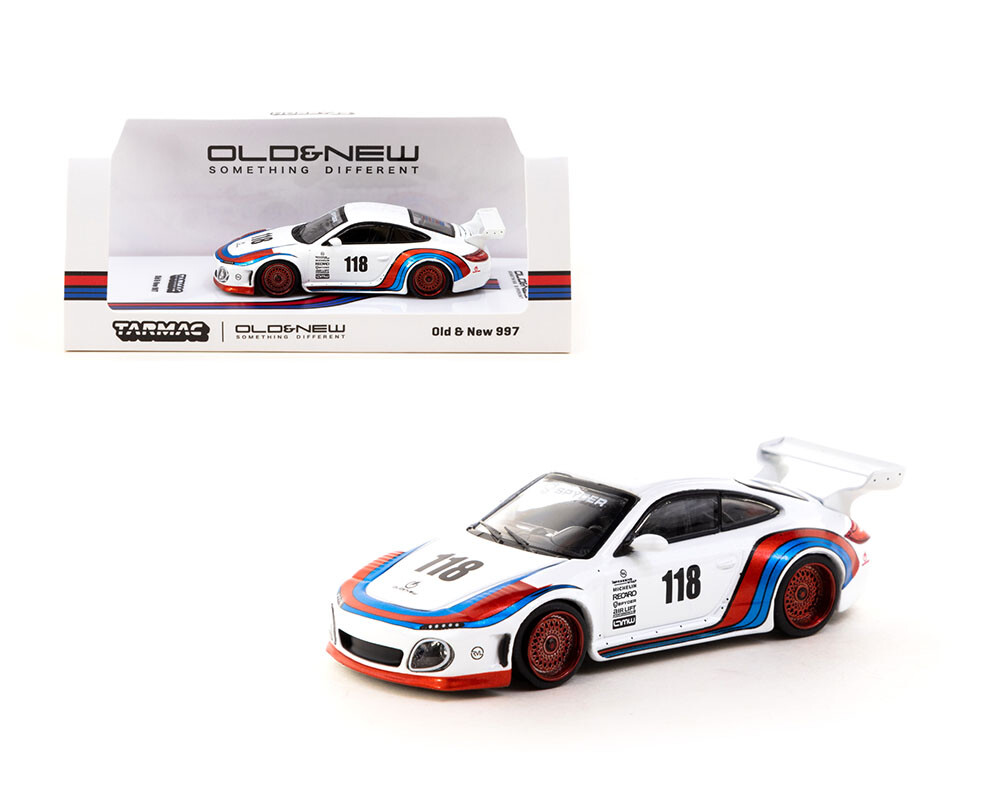 Tarmac Works 1:64 Old & New 997 Porsche 977 White Diecast