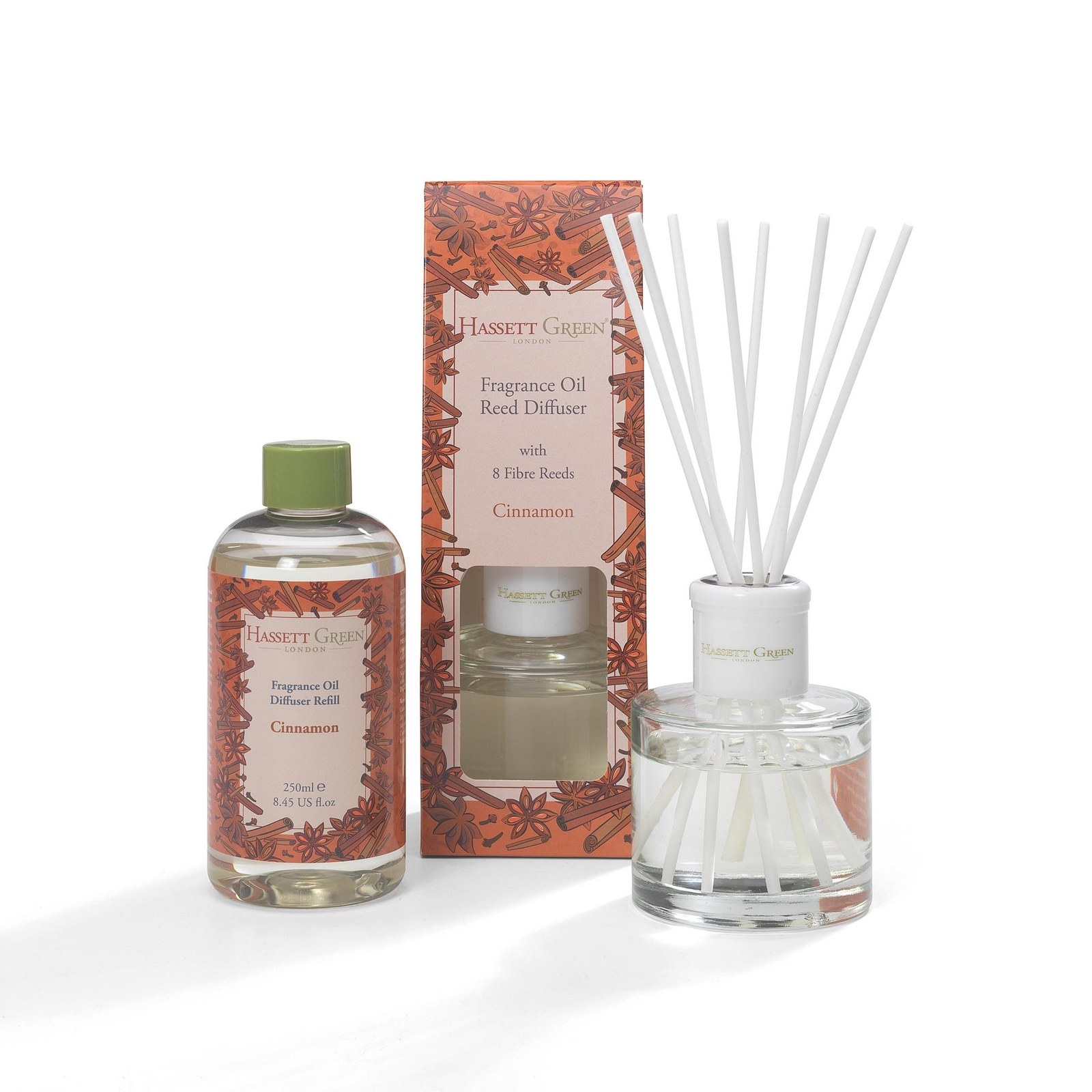 Hassett Green Cinnamon - Reed Diffuser and Refill Combination Set