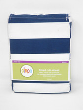Circo Fitted Crib Sheet Cotton Navy Blue White Striped 28x52" Baby Bed NEW