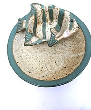 Fish Themed Stoneware Pottery Bowl and Platte...