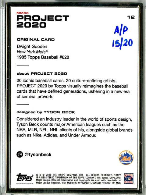 Topps Project 2020 Dwight Gooden Beck Artist Proof AP 15/20 Silver Frame #12