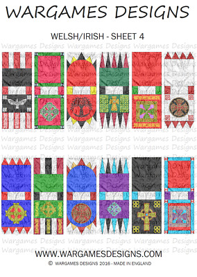 28 mm Dark Ages Welsh/Irish Banner - Sheet 4 FOG, DBA, Hail Caesar, Impetus 