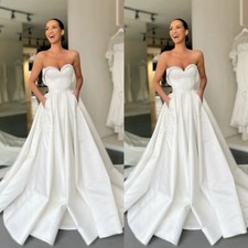 Beach Wedding Dresses Beading Elegant Off Shoulder Sweep Train Bridal Gowns