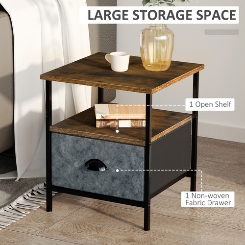 HOMCOM Side Table Vintage Nightstand Coffee Table w/ Drawer for Living Room - Picture 7 of 11