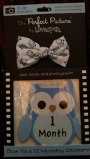 New OWL Baby Boys LOVESPUN The Perfect Picture Bow Tie  12 Photo Stickers