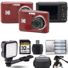 Kodak Pixpro FZ45 Camera Red  Extra Battery  LED - 32GB Kit