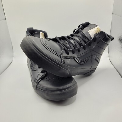 VANS SK8-HI MTE Kids Size 3 Triple Black Leather Gold Stud VANS SK8-HI MTE Kids Size 3 Triple Black Leather Gold Stud