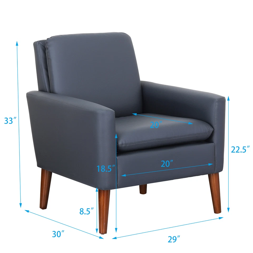 Moderno sillón de cuero sofá individual cómodo silla tapizada para sala de estar EE. UU. Foto 3 de 4