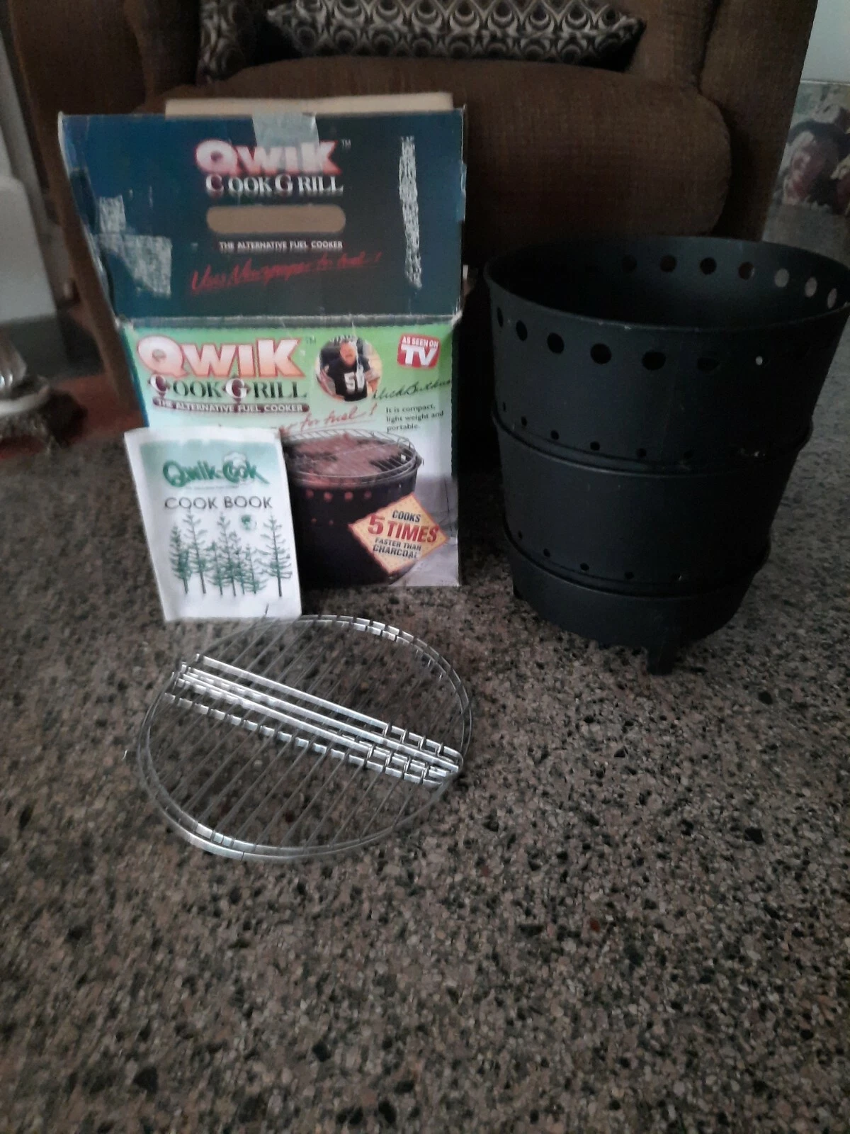 Qwik Cook Alternative Fuel Cooker Grill Eco Friendly Use Newspapers BBQ Tailgate
