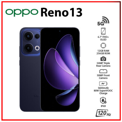 OPPO Reno13 5G 12GB+256GB BLUE Unlocked Dual SIM Global Android Cell Phone