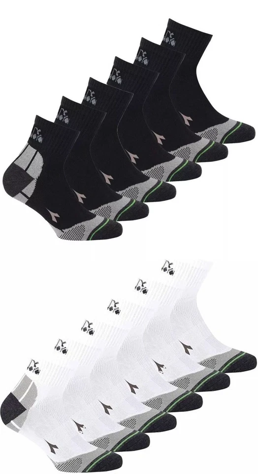 Diadora 6 paia Calzini tecnici Quarter Multisport,unisex,palestra running corsa