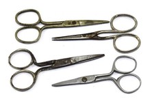 Four Brass & Iron Vintage Tailors Scissors Daily Utility collectible. G47-144