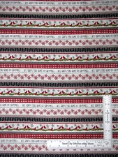 Christmas Fabric Cardinal Snowflake Stripe Stn Snow Village Cotton Benartex Yard