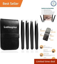 Travel-Friendly Tweezers Set - 4 Pieces with Cute Leather Case for Beauty Lovers