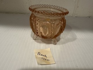 Vintage Degenhart Peach Blossom Glass Gypsy Pot Toothpick Holder