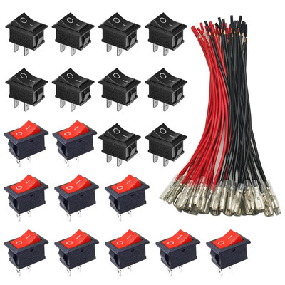 20 Stück Ein/Aus Wippschalter mit vorgelöteten Kabeln, Mini Bootsschalter 10A/125V