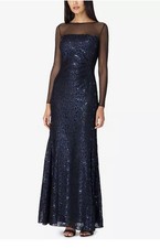 NWT Tahari Arthur S. Levine Women's Blue Lace & Sequin Gown dress size:10