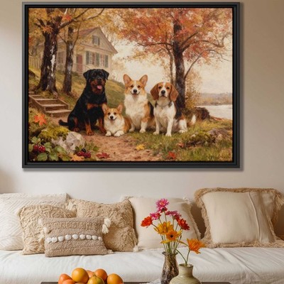 Rottweiler Dog Oil Painting Canvas Print Corgi Beagle Art Rustic Wall Decor