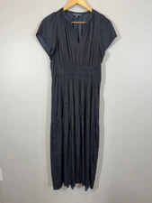 Grade & Gather Navy Tiered Maxi Dress Size L Smocked Ruffle Polyester