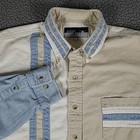 <!--F#f_0-->Vintage Steer West Button Shirt Mens Blue White Denim Western Rodeo Shirt USA<!--F/-->