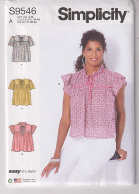 9546 SIMPLICITY Easy - TOP w Sleeve Variations - Sz 4/6/8/10/12/14/16