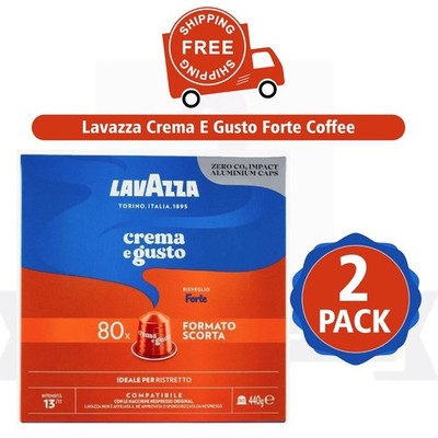 Lavazza Crema e Gusto Forte Nespresso Compatible Aluminium 80Capsules PACK OF 2