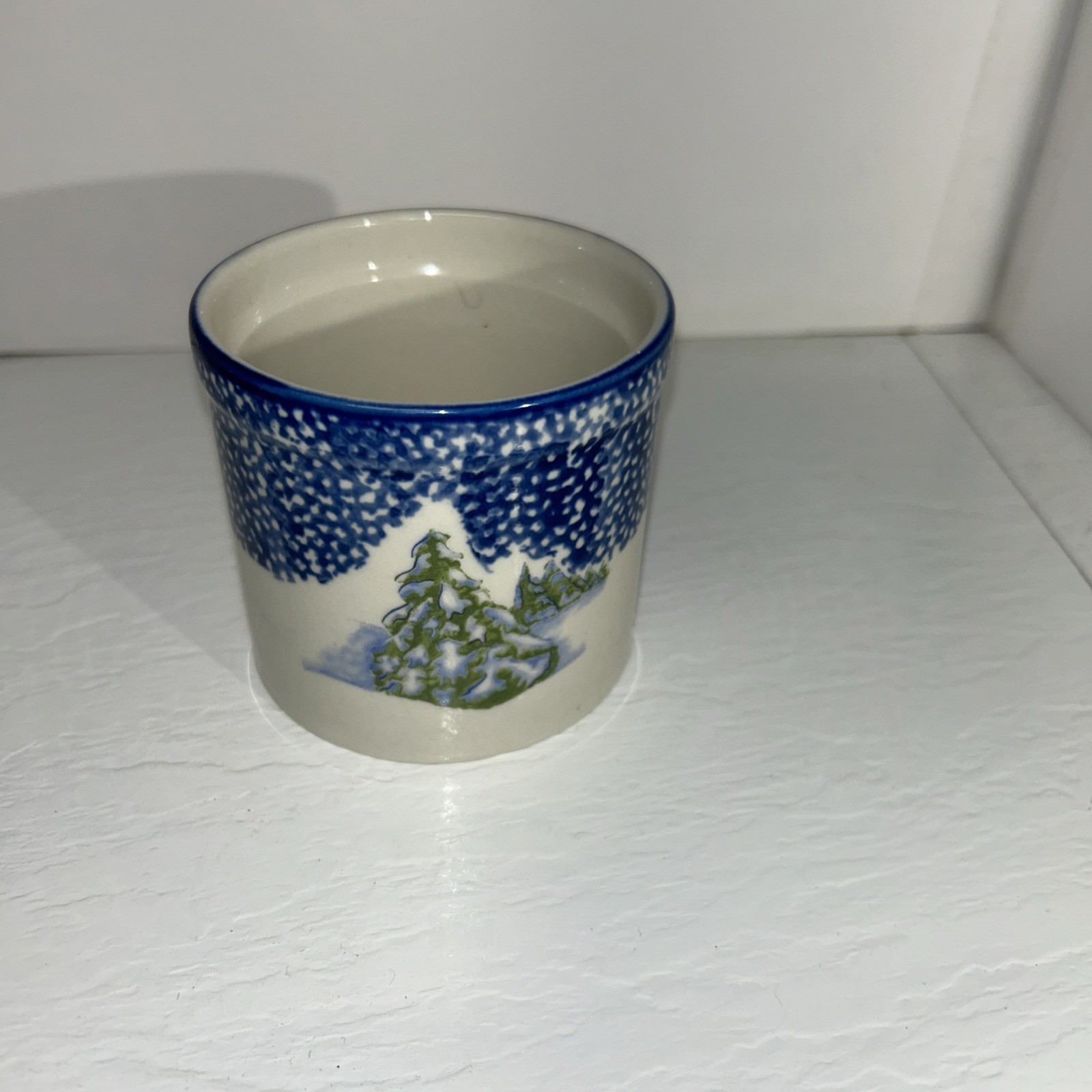 Thomson pottery Snowman Cup Candle/Candy/sugar Holder 3.25”
