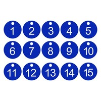 15 Stk. 1-15 Runde Id-Nummernschildchen SchlüSselanhäNger Weiß-Blau