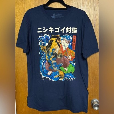 Threadless Black Tee with The Cat and the Koi Design