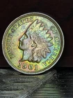 1901 Indian Head Cent Au+Tone, Full Liberty Detailed Pearls And Showing Diamonds