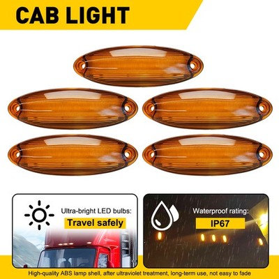 Amber Lens 24LED Full Cab Roof Marker Light For 2008-up Freightliner Cascadia 5x
