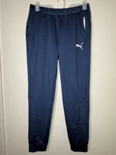 Puma Blue Joggers Sweatpants Men’s L Track Athletic Pockets/ Zipper / B0094