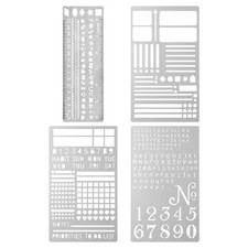 4 Pcs Metal Engraving Stencils Set - Small Letter Number Templates for DIY, Cr
